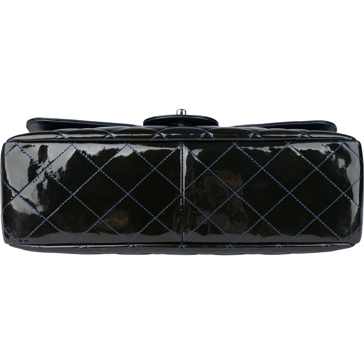 Chanel Quilted Patent Leather Palladium Jumbo Single Flap Crossbody Bag
