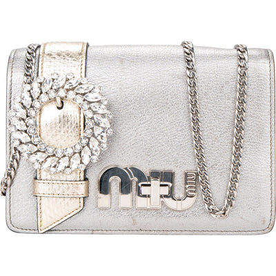 Miu Miu Silver Cromo Crossbody Flap Bag