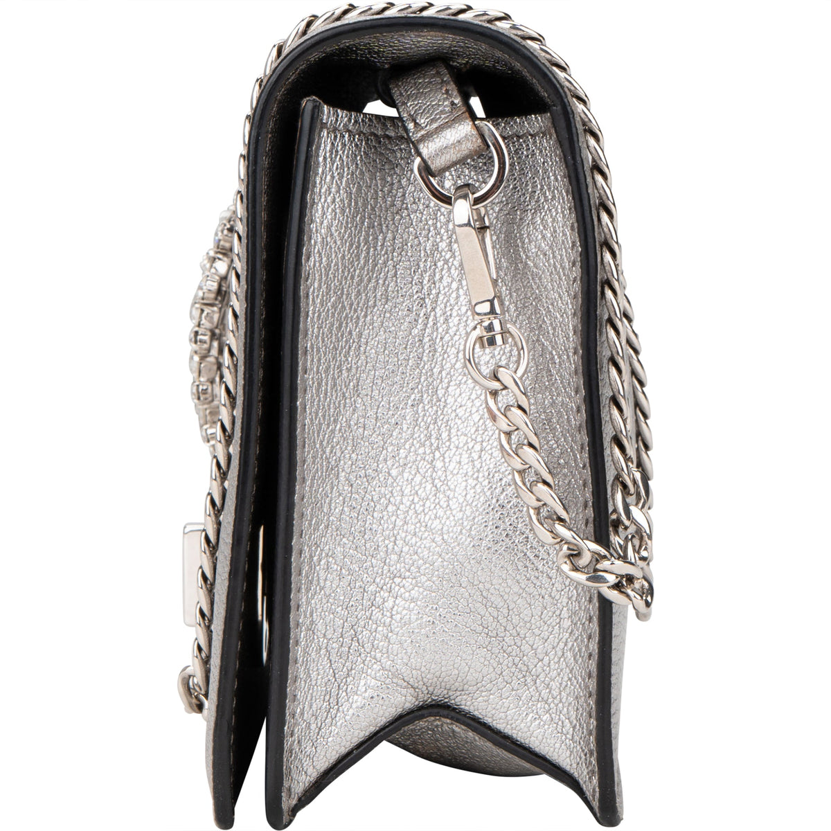 Miu Miu Cromo Flap aus silbernem Leder – Ansicht 3