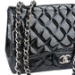Chanel Quilted Patent Leather Palladium Jumbo Single Flap Crossbody Bag
