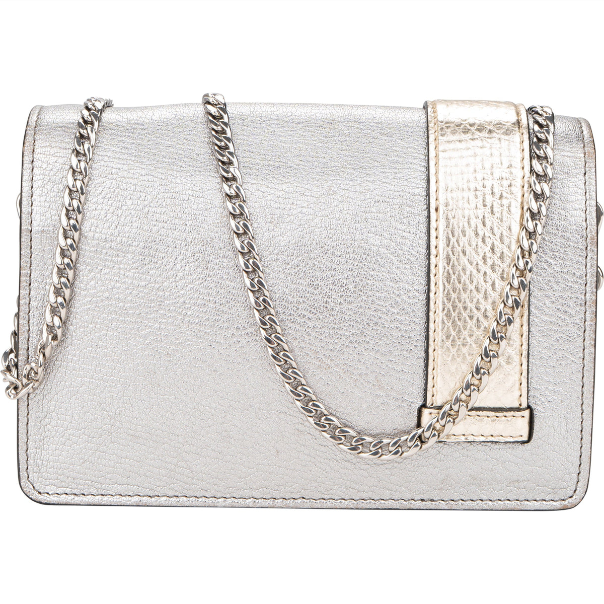 Miu Miu Cromo Flap aus silbernem Leder – Ansicht 4
