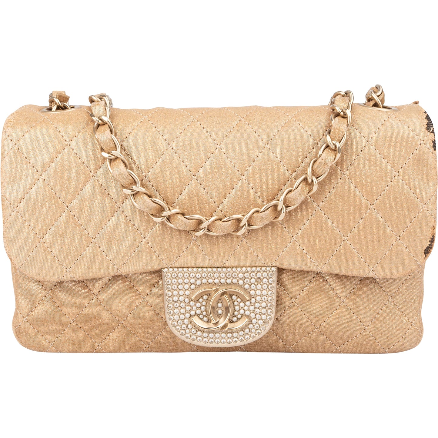 Chanel Quilted Pearl CC Single Flap Crossbody Bag