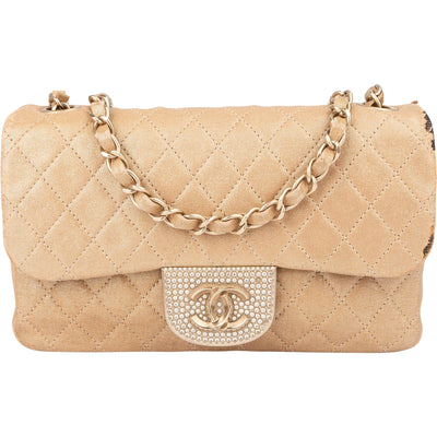 Chanel Quilted Pearl CC Single Flap Crossbody Bag