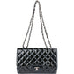 Chanel Quilted Patent Leather Palladium Jumbo Single Flap Crossbody Bag