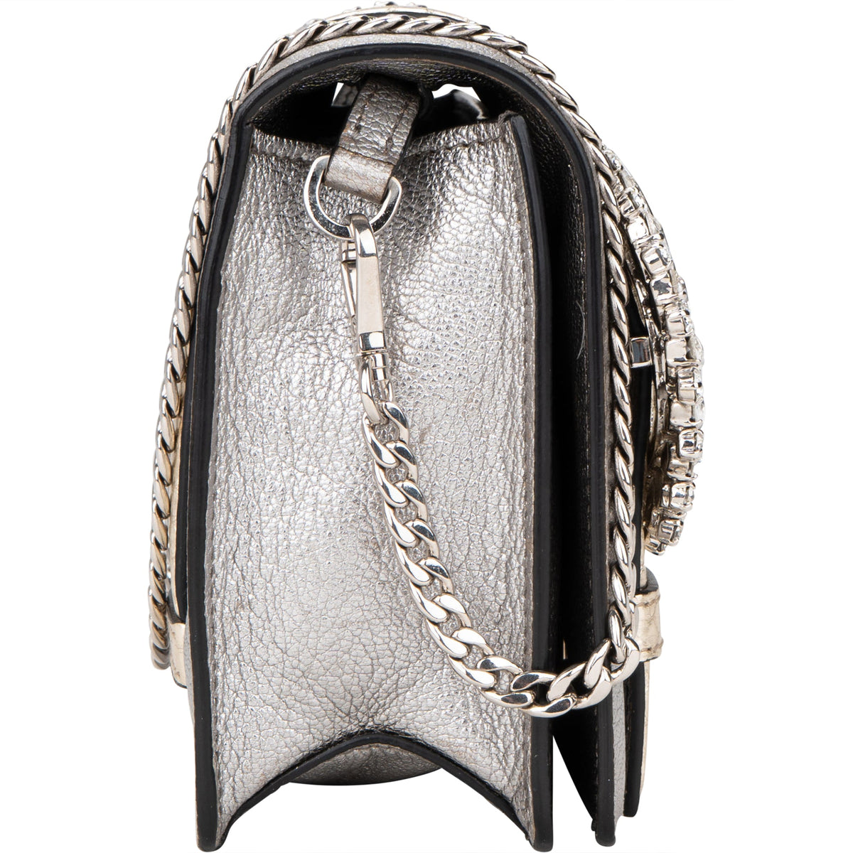 Miu Miu Cromo Flap aus silbernem Leder – Ansicht 5
