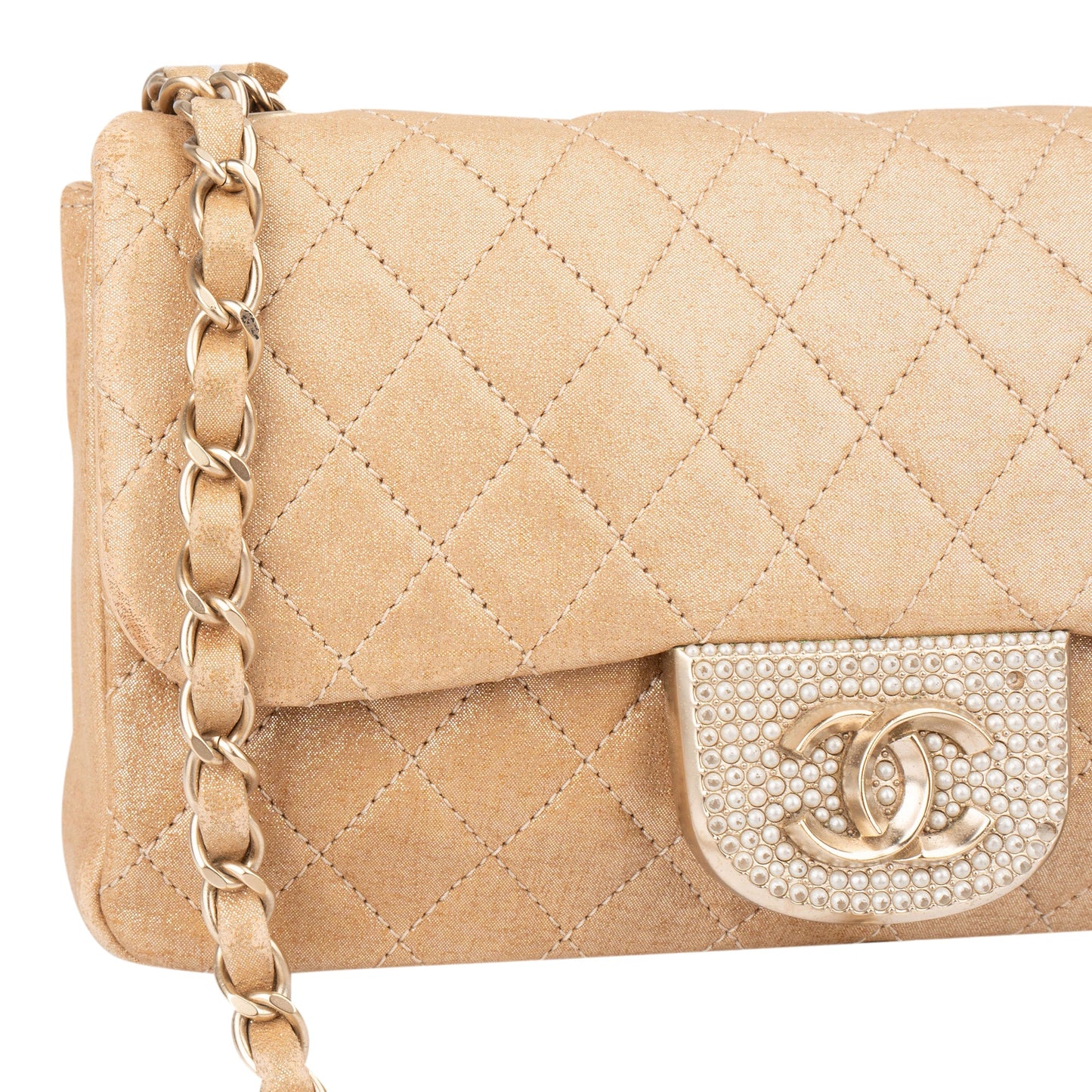 Chanel Quilted Pearl CC Single Flap Crossbody Bag