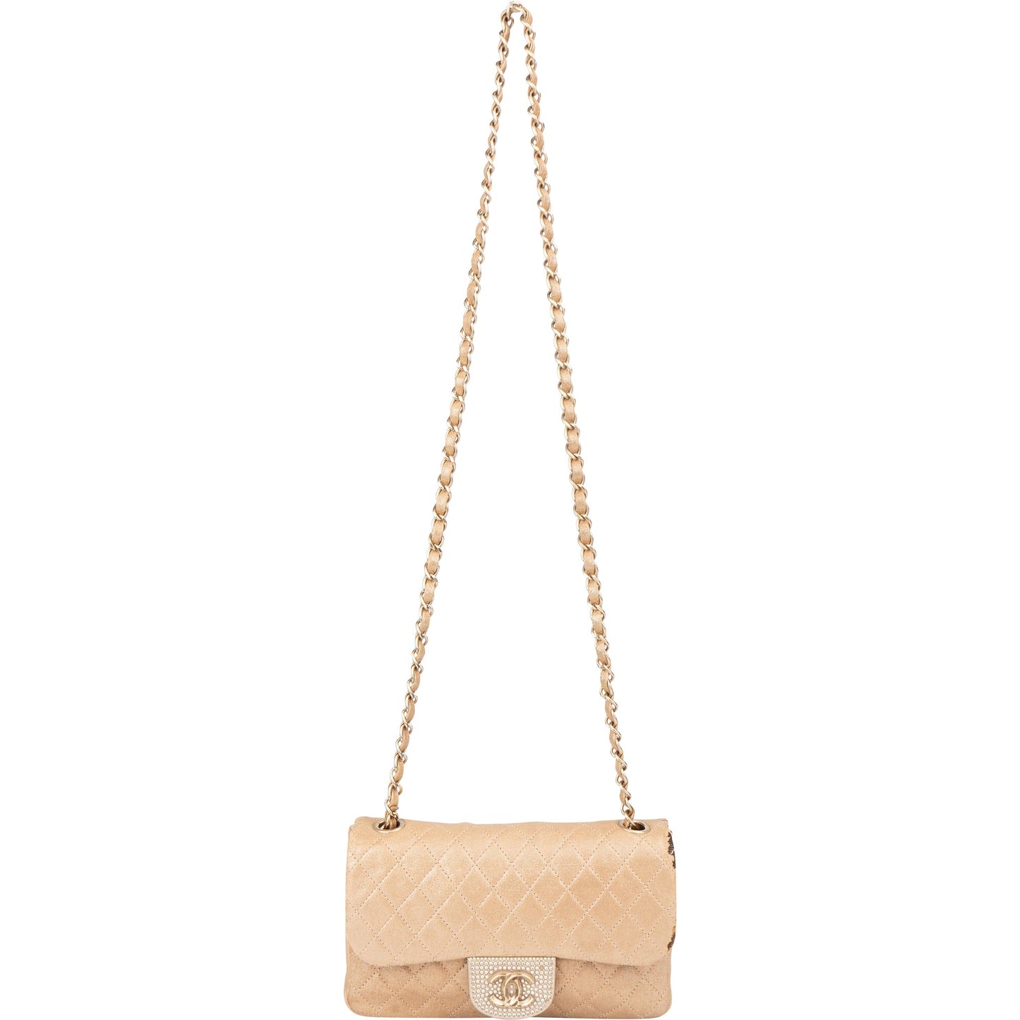 Chanel Quilted Pearl CC Single Flap Crossbody Bag