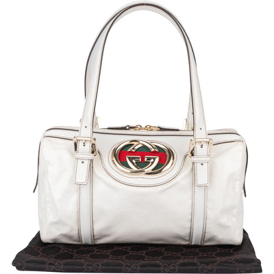 Gucci White Leather GG Britt Handbag