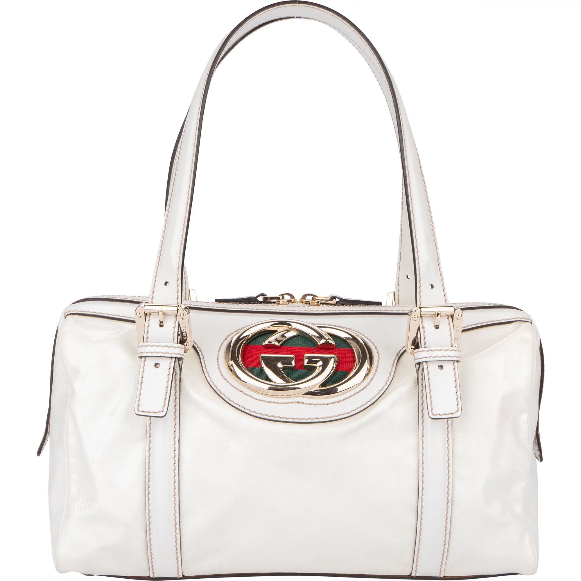 Gucci White Leather GG Britt Handbag