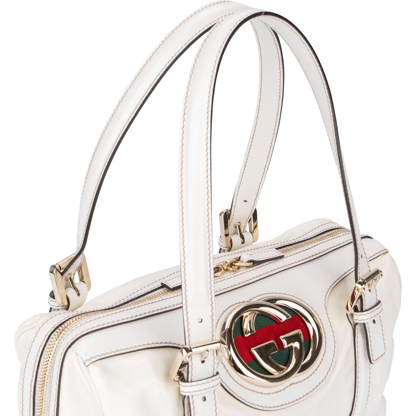 Gucci White Leather GG Britt Handbag