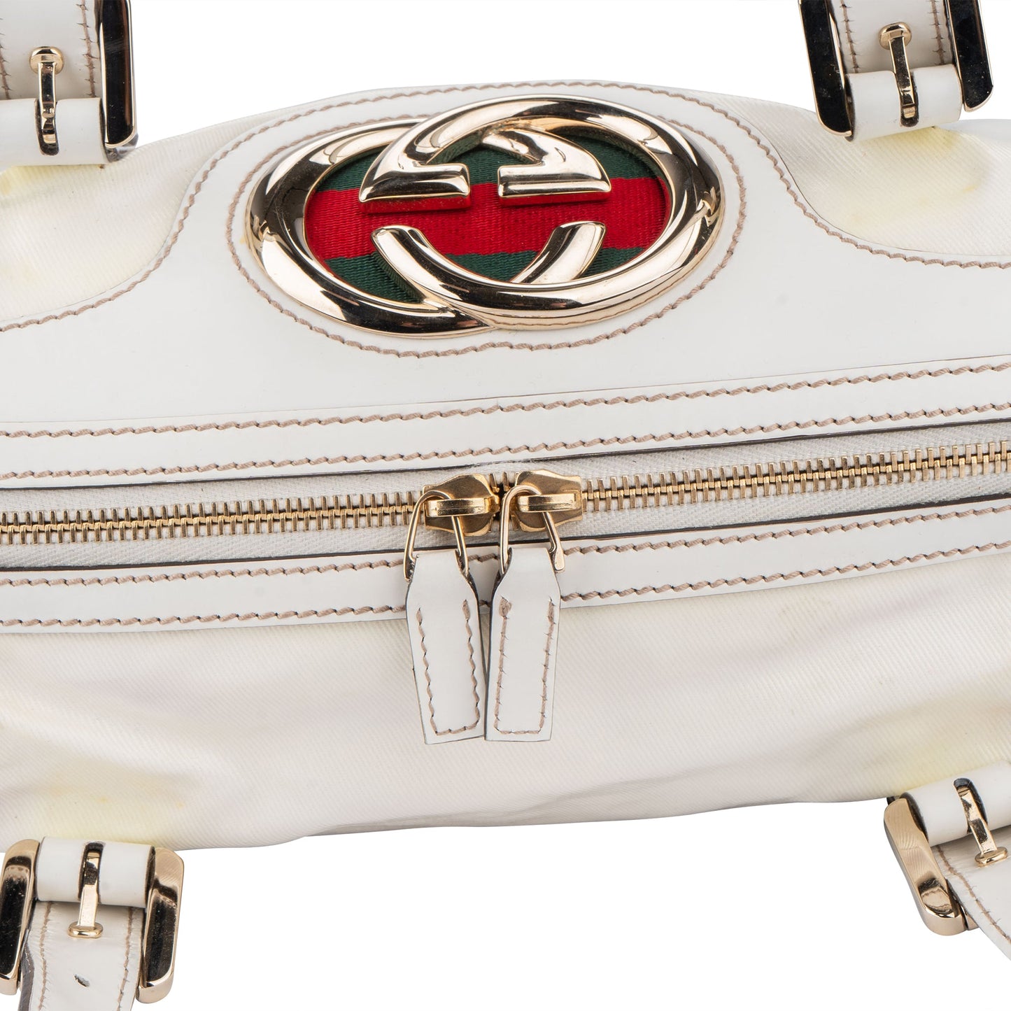 Gucci White Leather GG Britt Handbag