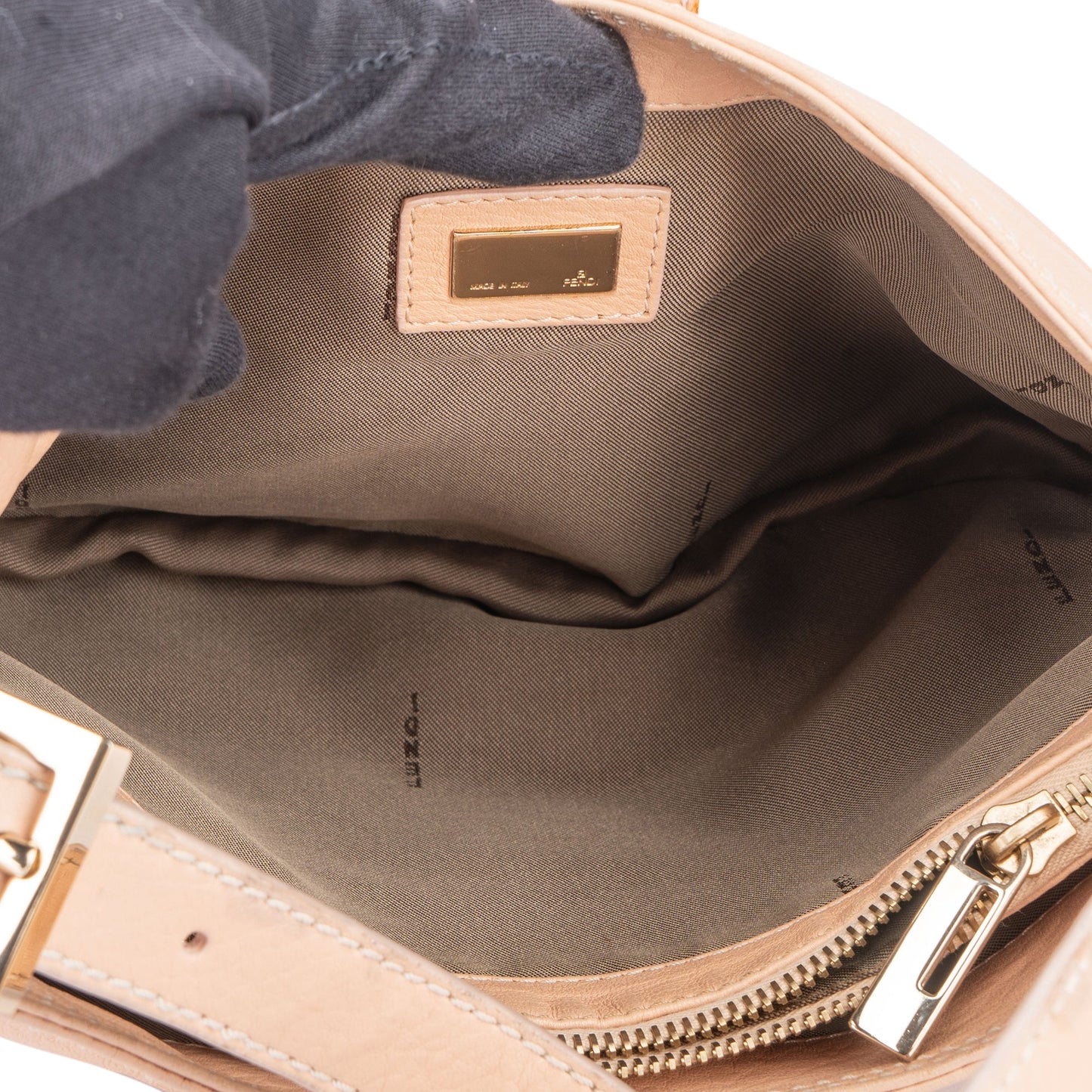 Fendi FF Rose Leather Baguette Handbag