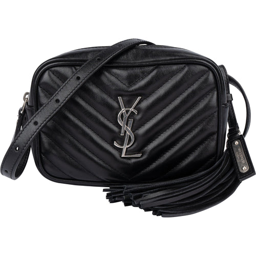 Saint Laurent Black Chevron Leather Lou Crossbody Bum Bag