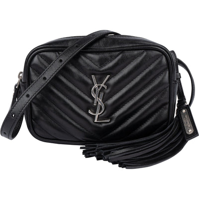Saint Laurent Black Chevron Leather Lou Crossbody Bum Bag