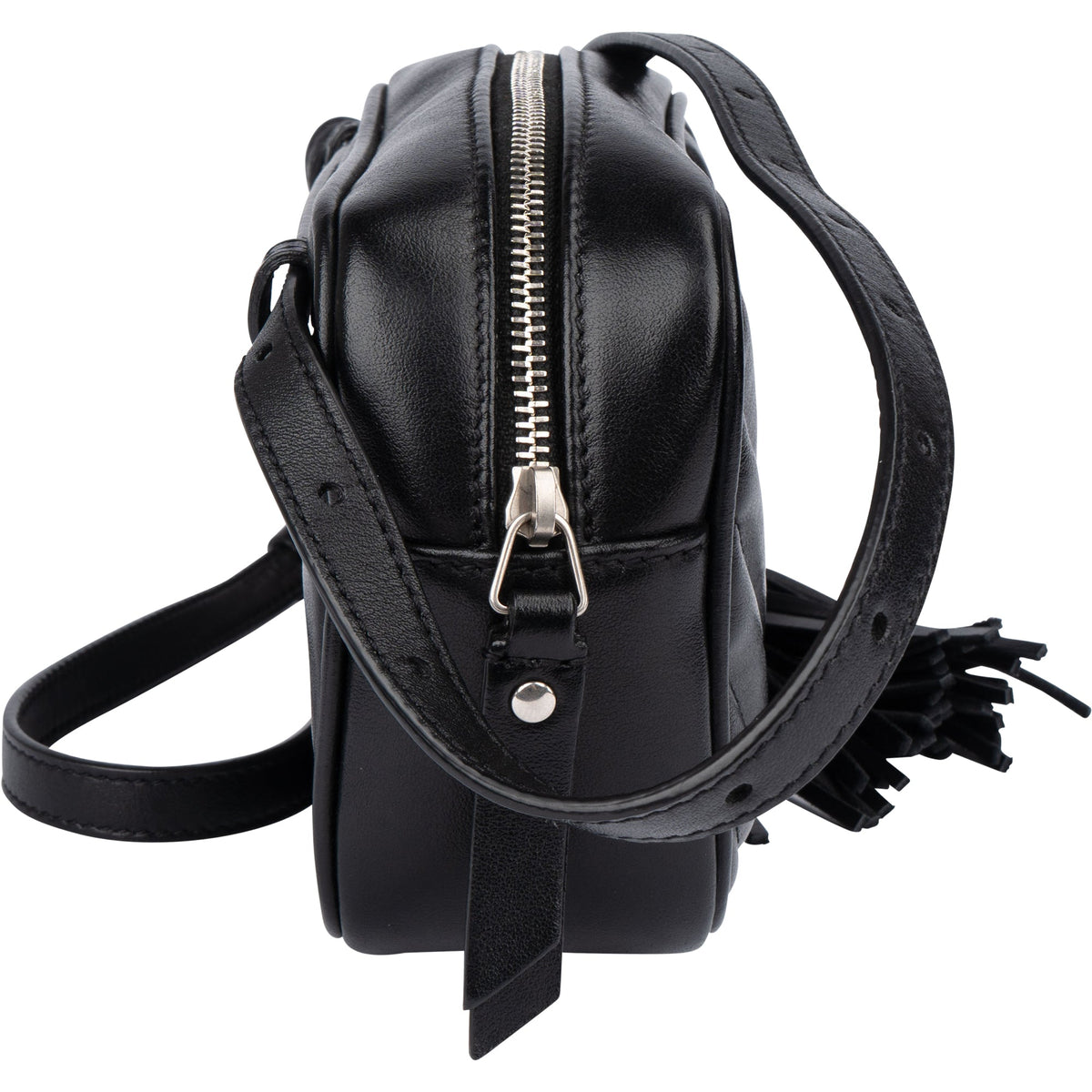 Saint Laurent Black Chevron Leather Lou Crossbody Bum Bag
