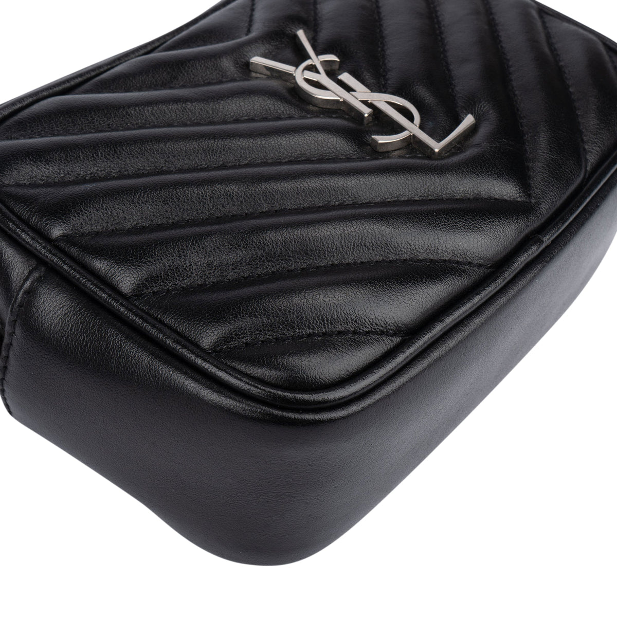 Saint Laurent Black Chevron Leather Lou Crossbody Bum Bag