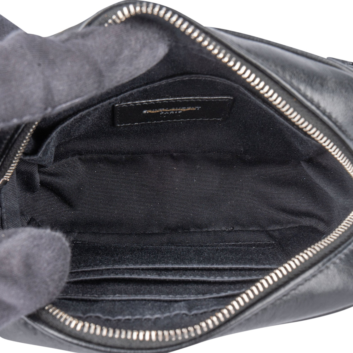 Saint Laurent Black Chevron Leather Lou Crossbody Bum Bag