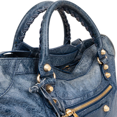 Balenciaga Blue Leather City Handbag