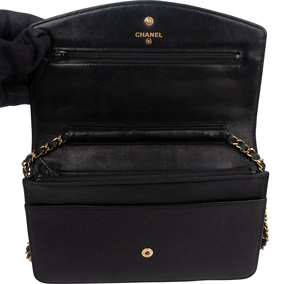 Chanel Caviar Leather CC Wallet On Chain Crossbody Bag