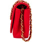 Chanel Rouge Cotton 24K Gold Halfmoon Single Flap Shoulder Bag