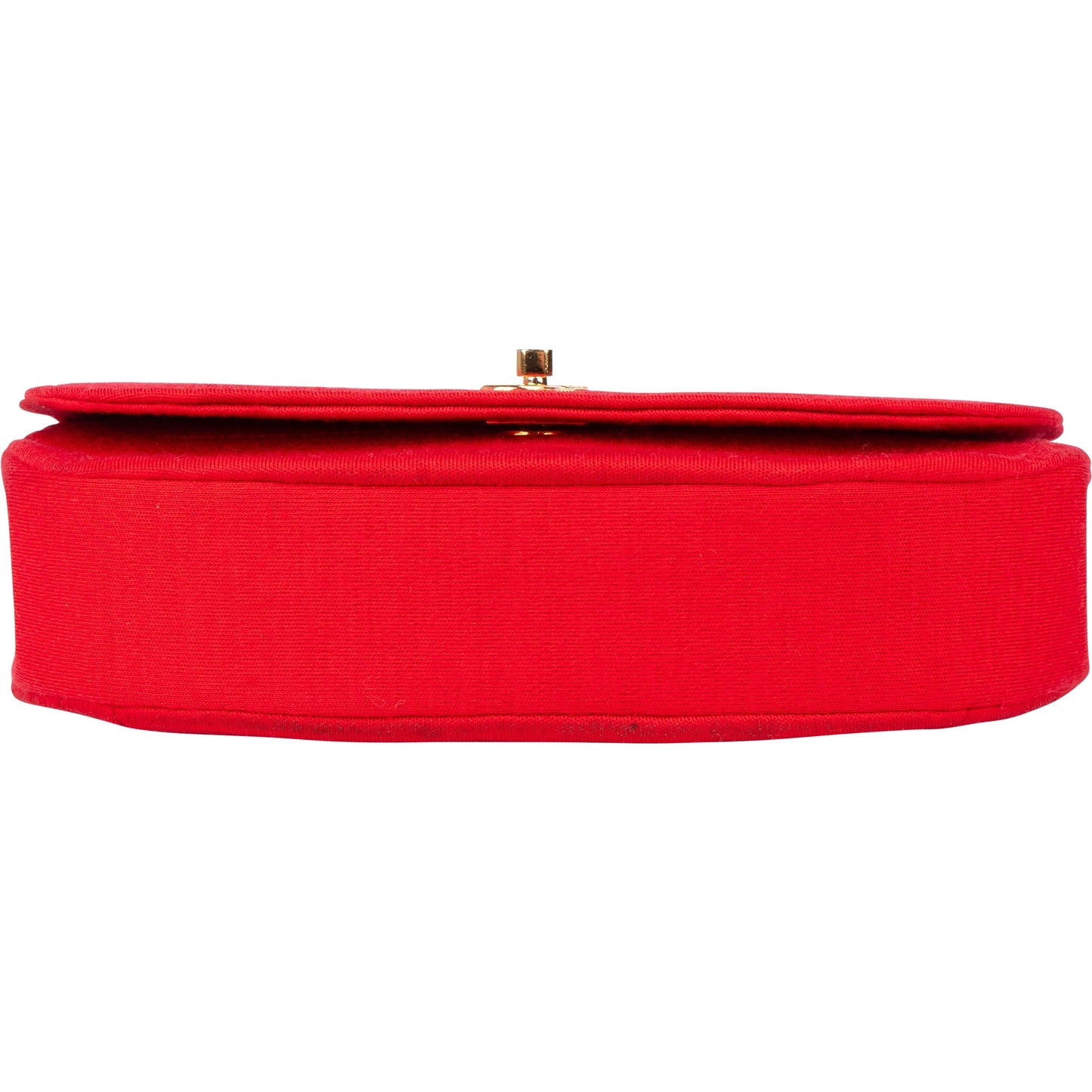 Chanel Rouge Cotton 24K Gold Halfmoon Single Flap Shoulder Bag