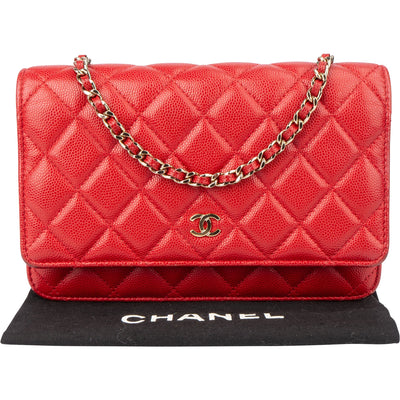 Chanel Quilted Caviar Leather Wallet On Chain Crossbody Bag