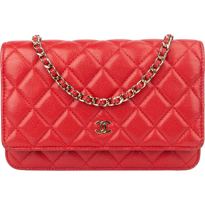 Chanel Quilted Caviar Leather Wallet On Chain Crossbody Bag