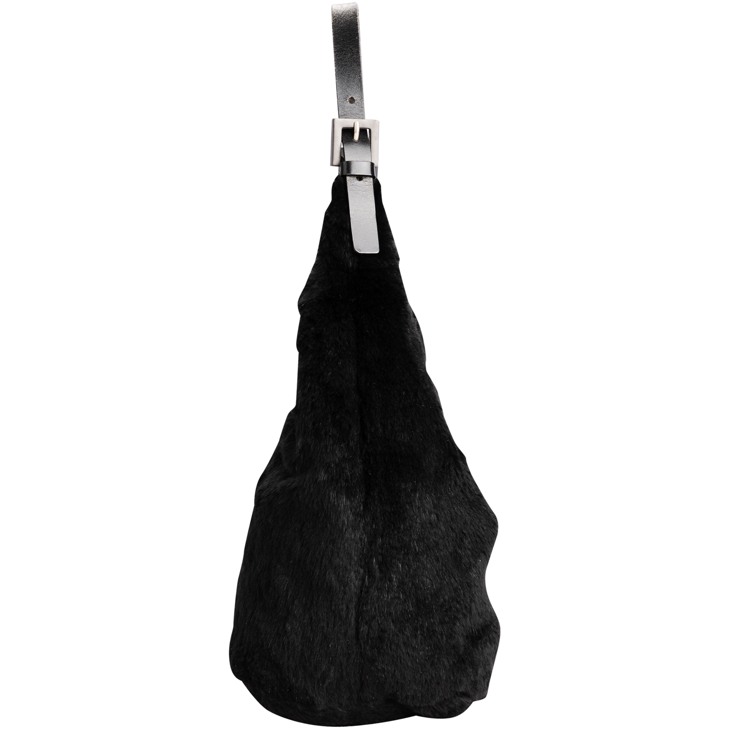 Fendi FF Black Fur Hobo Shoulder Bag