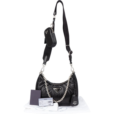 Prada Soft Leather Triangle Re-Edition Crossbody Bag