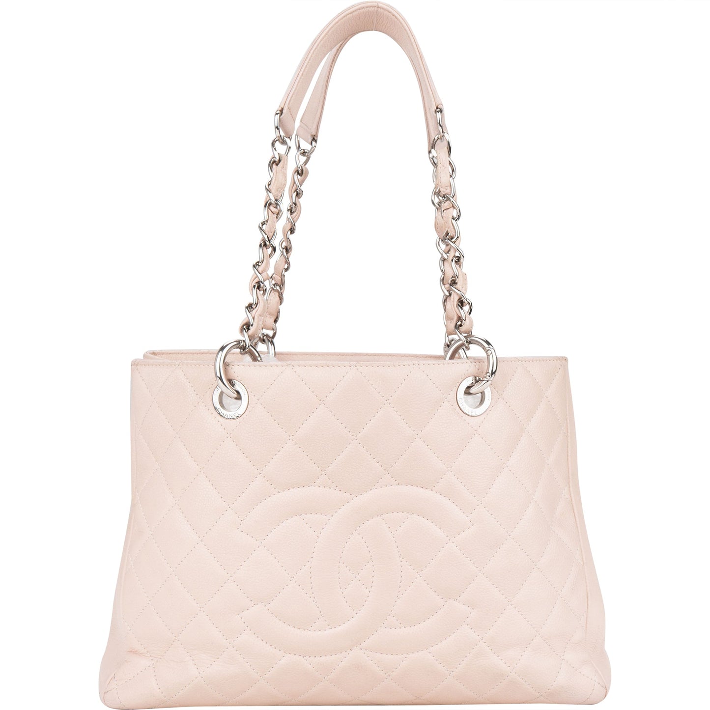 Chanel Rose Quilted Caviar Leather Palladium CC Shoulder Bag