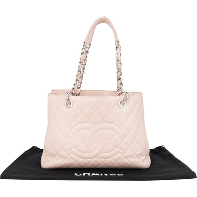 Chanel Rose Quilted Caviar Leather Palladium CC Shoulder Bag