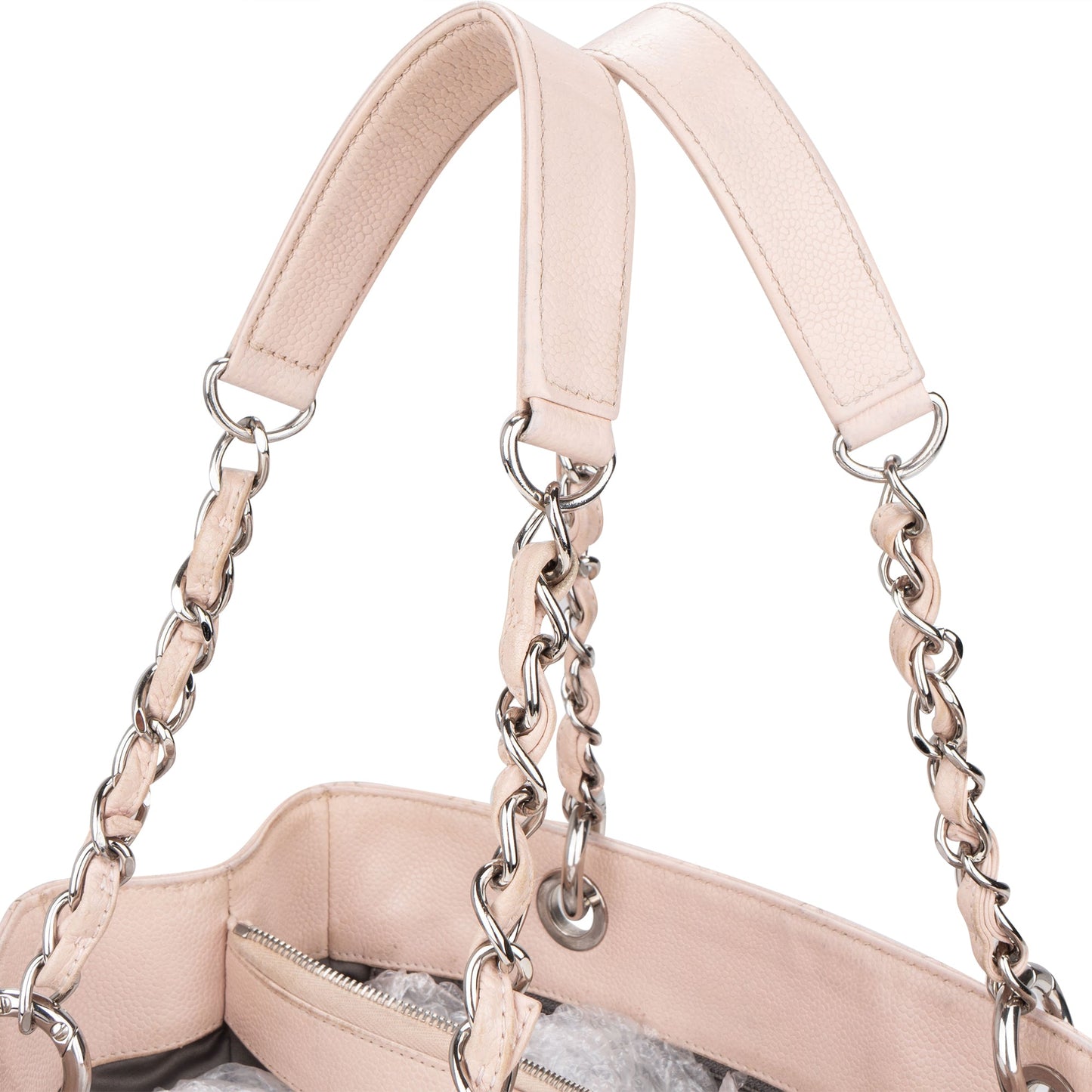 Chanel Rose Quilted Caviar Leather Palladium CC Shoulder Bag