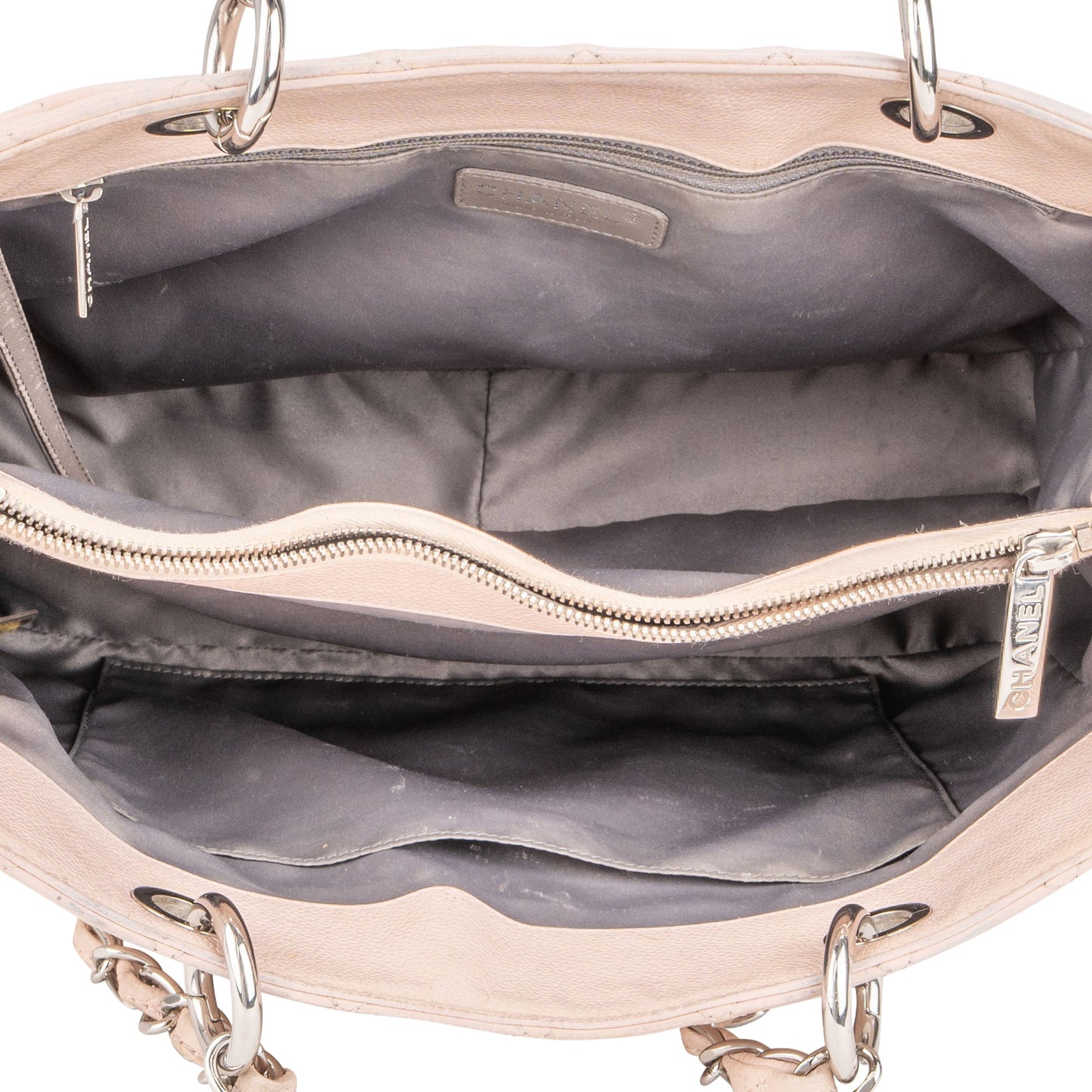 Chanel Rose Quilted Caviar Leather Palladium CC Shoulder Bag