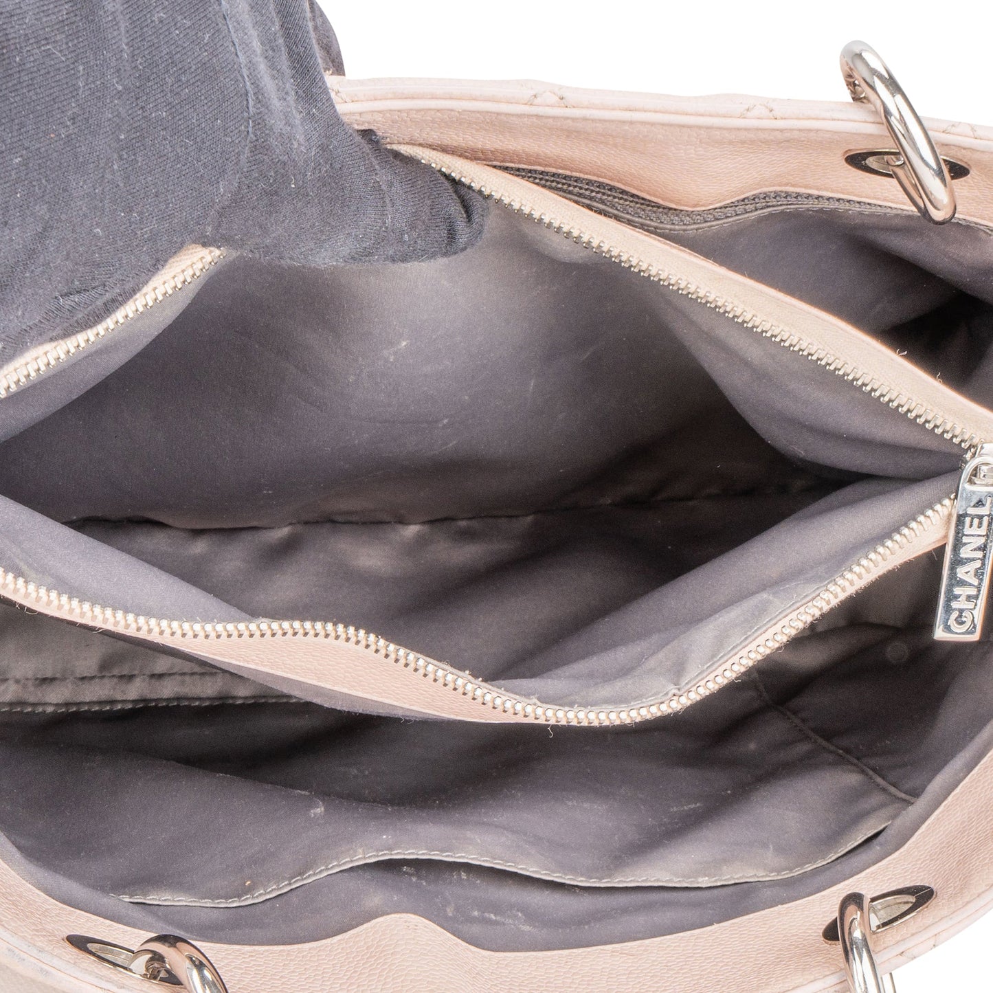 Chanel Rose Quilted Caviar Leather Palladium CC Shoulder Bag