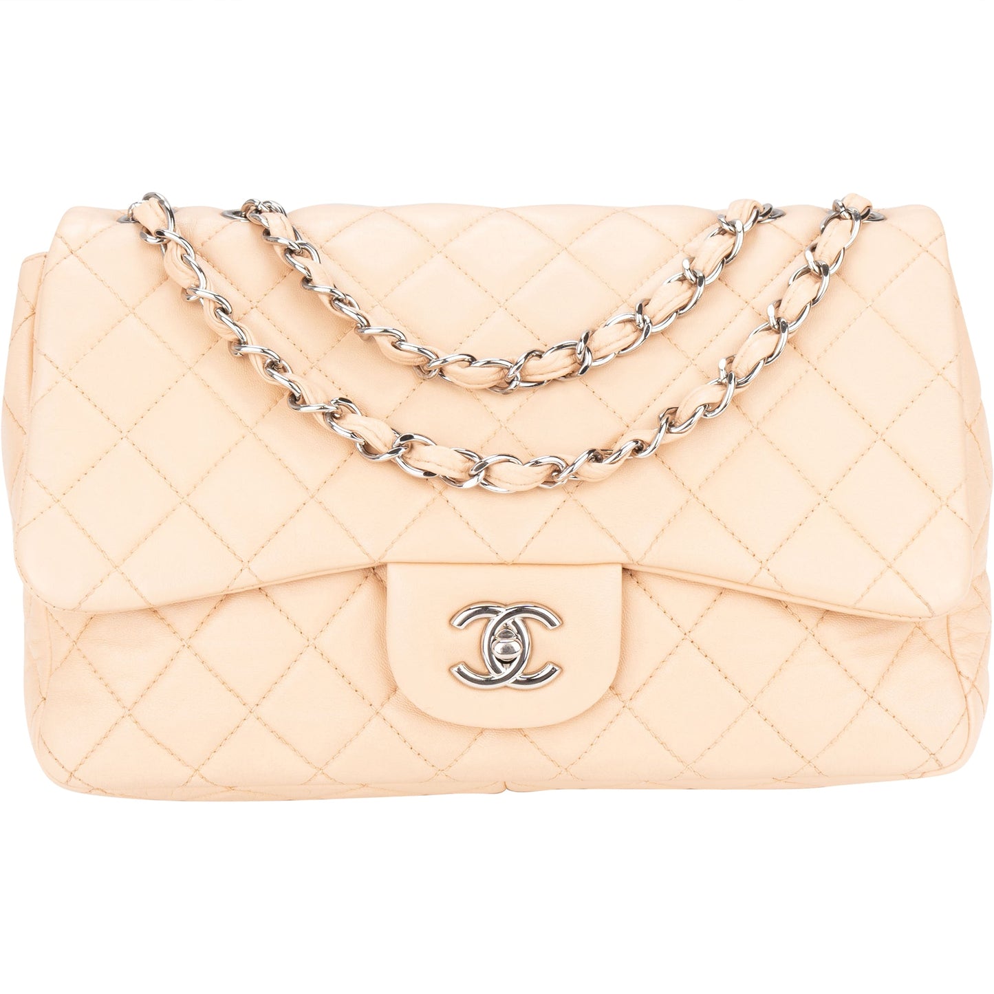 Chanel Soft Quilted Lambkskin Palladium Jumbo Single Flap Crossbody Bag
