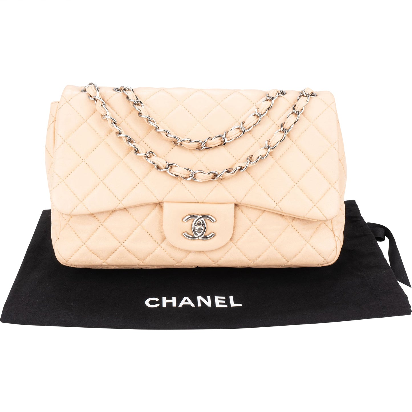 Chanel Soft Quilted Lambkskin Palladium Jumbo Single Flap Crossbody Bag