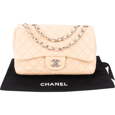 Chanel Soft Quilted Lambkskin Palladium Jumbo Single Flap Crossbody Bag