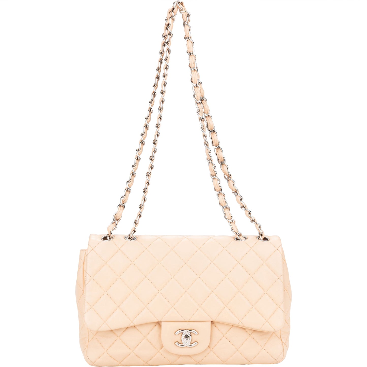 Chanel Soft Quilted Lambkskin Palladium Jumbo Single Flap Crossbody Bag