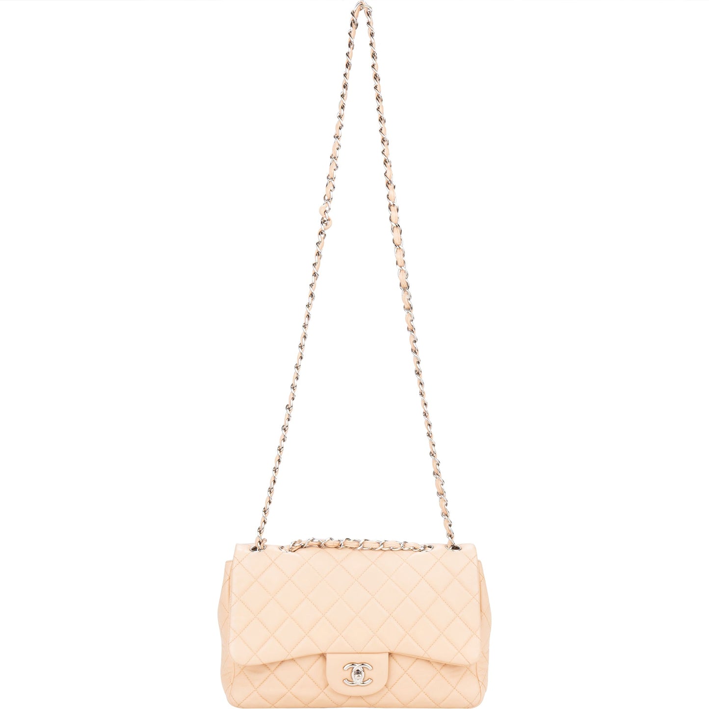 Chanel Soft Quilted Lambkskin Palladium Jumbo Single Flap Crossbody Bag