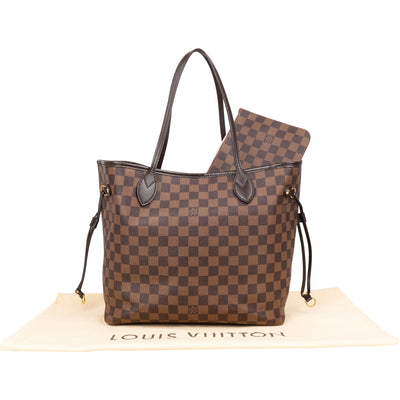Louis Vuitton Damier Ebene Monogram Neverfull MM Shopper Handbag