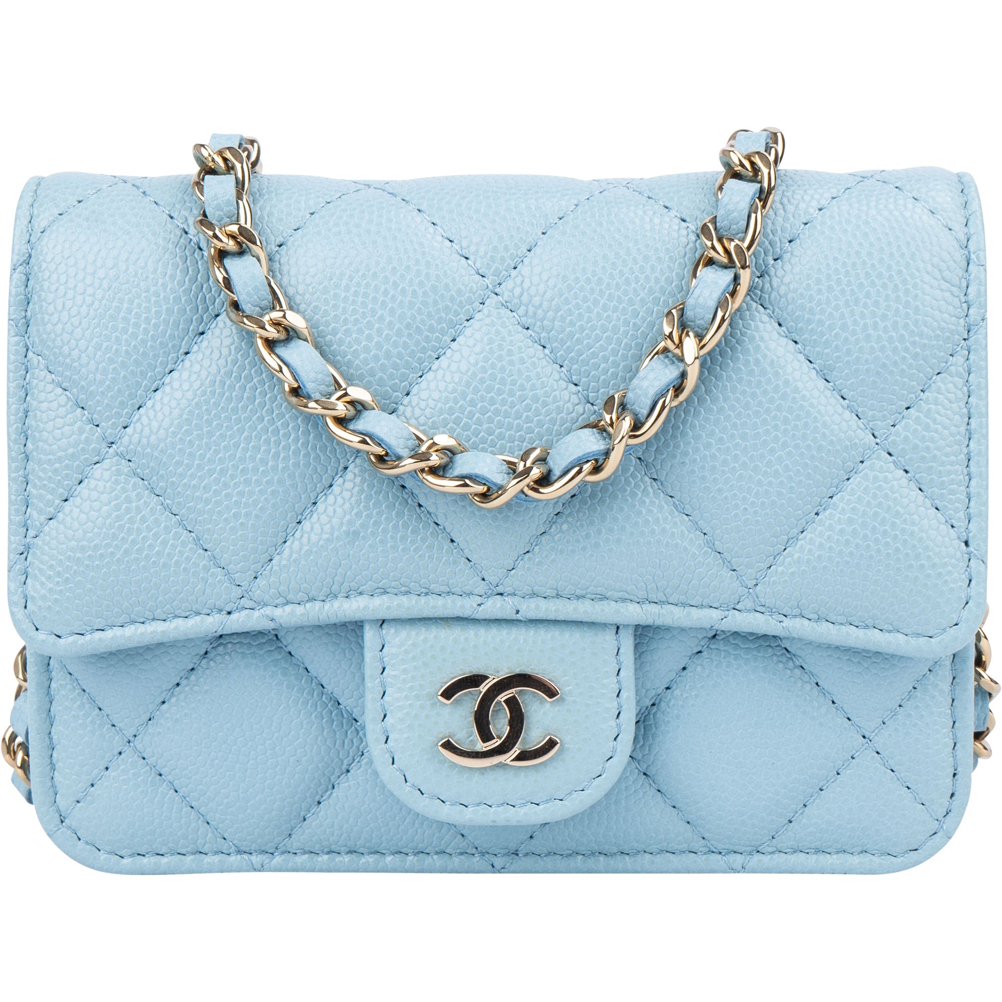 Chanel Quilted Caviar Leather CC Single Flap Mini Crossbody Bag