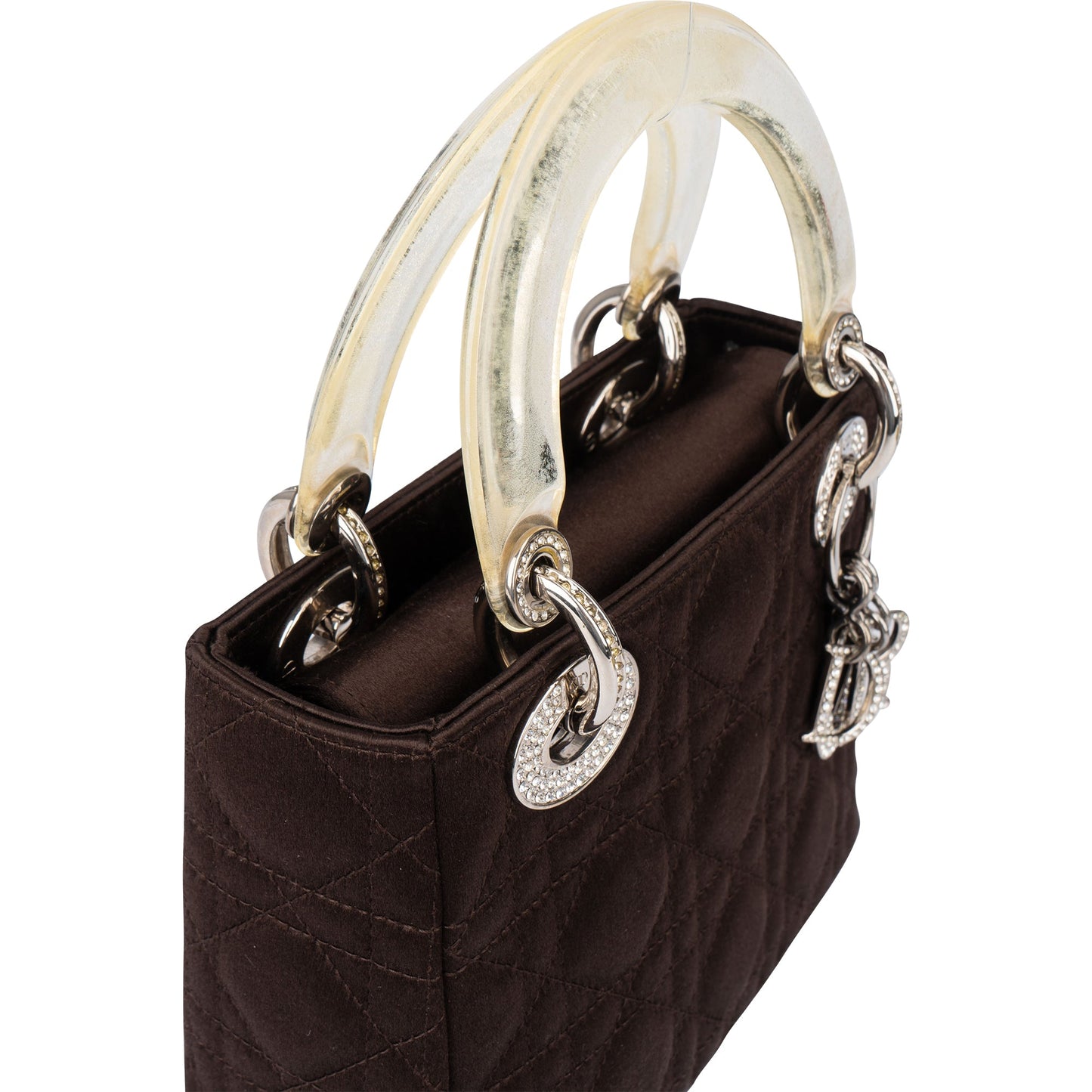 Christian Dior Limited Quilted Satin Crystal Lady Dior Handbag