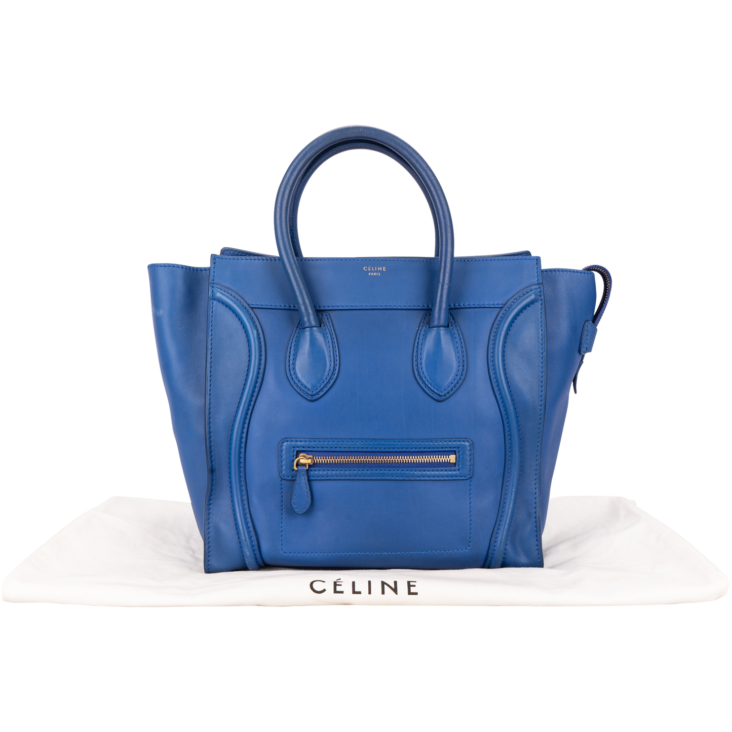 Celine Blue Leather Shoulder Luggage Bag