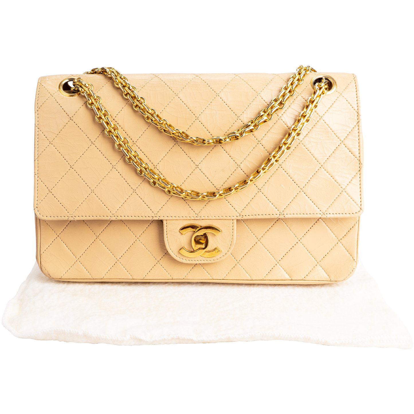 Chanel Quilted Lambskin 24K Gold Medium Double Flap Bag