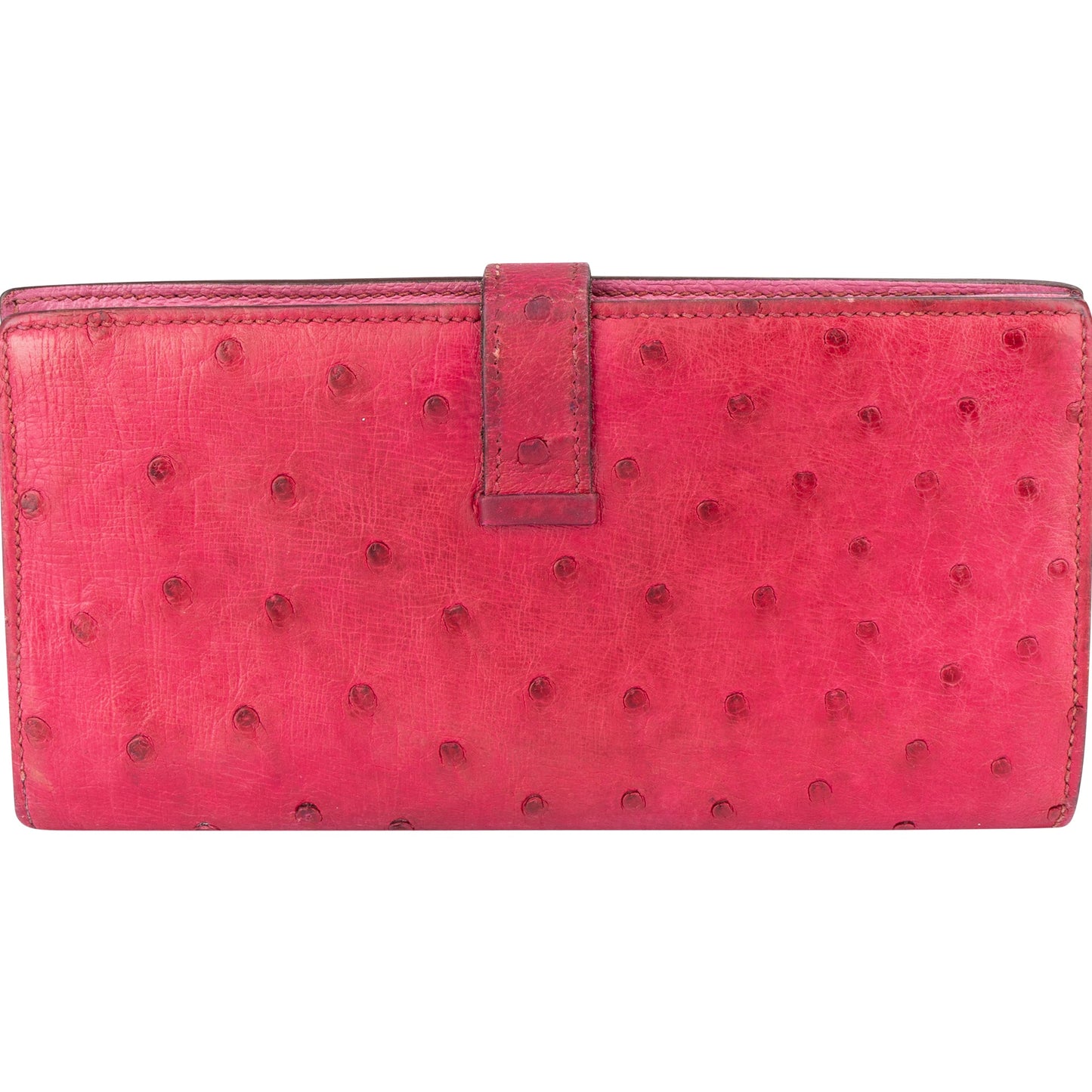 Hermès Pink Ostrich Bearn Soufflet Bifold Wallet