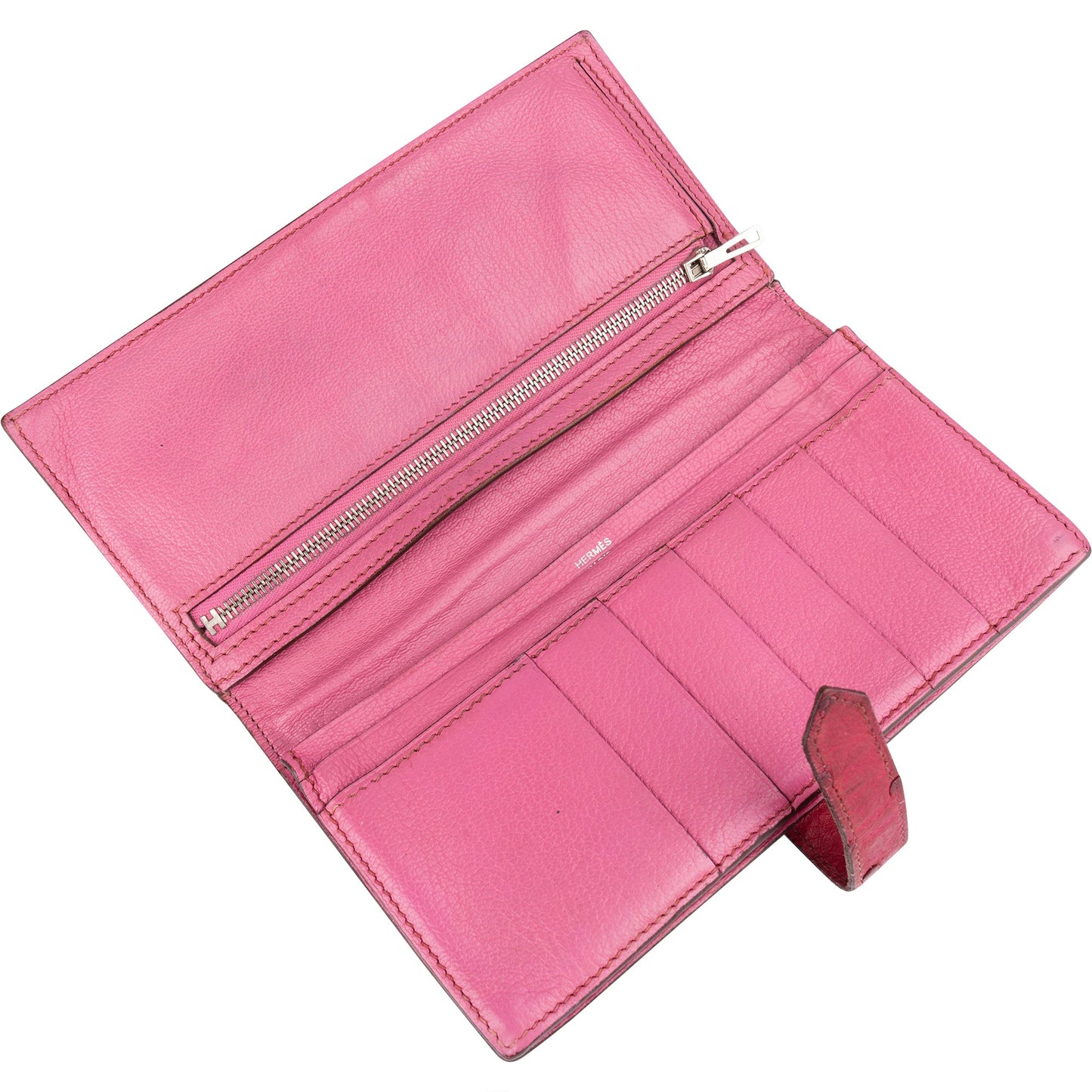 Hermès Pink Ostrich Bearn Soufflet Bifold Wallet