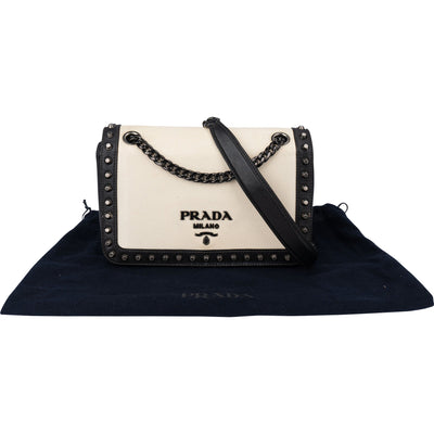 Prada Bicolor Leather Glace Crossbody Bag