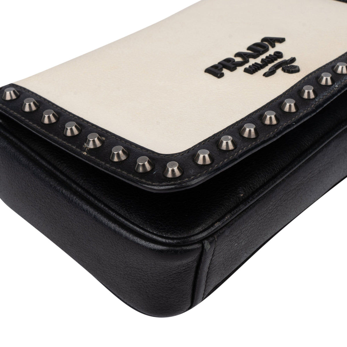Prada Bicolor Leather Glace Crossbody Bag