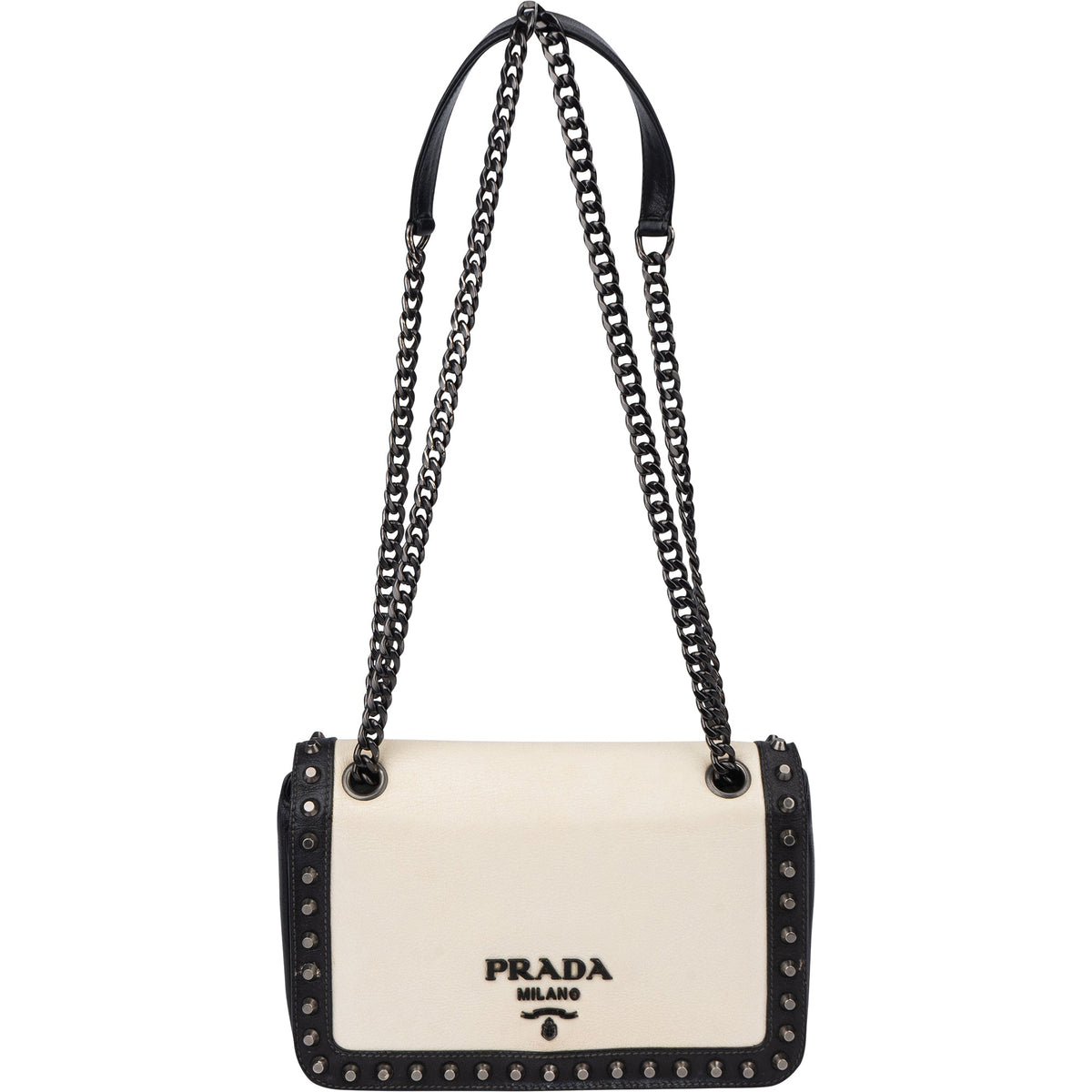 Prada Bicolor Leather Glace Crossbody Bag