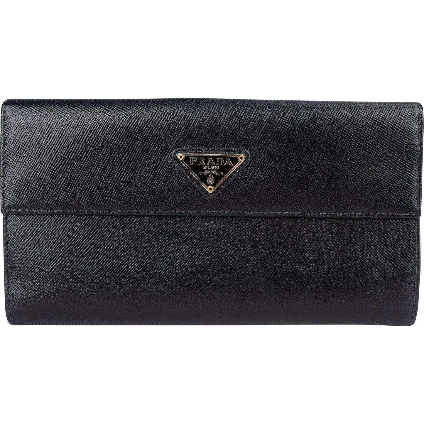 Prada Saffiano Leather Triangel Continental Wallet